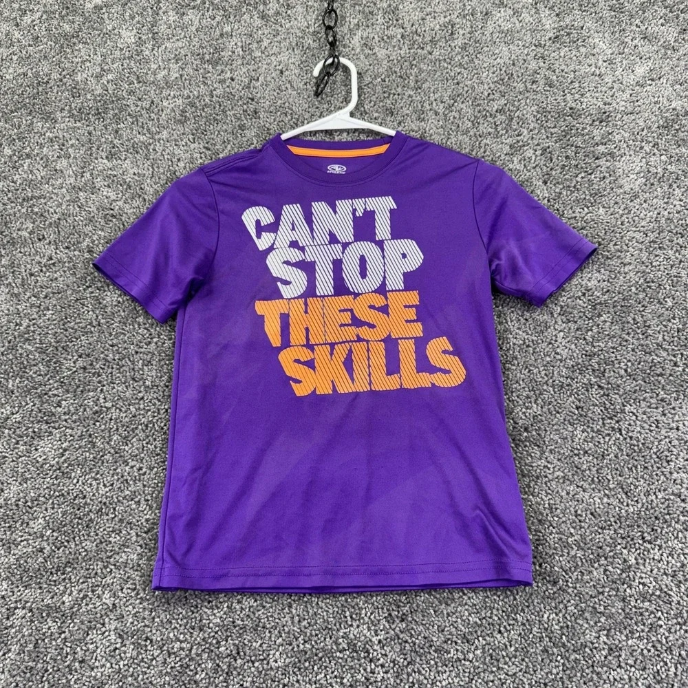 Athletic Works Shirt Kids L 10-12 Purple Can't Stop These Skills Graphic Tee